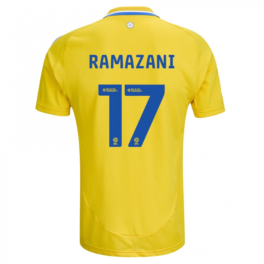 Kinder Largie Ramazani #17 Gelb Blau Auswärtstrikot Trikot 2024/25 T-Shirt Österreich