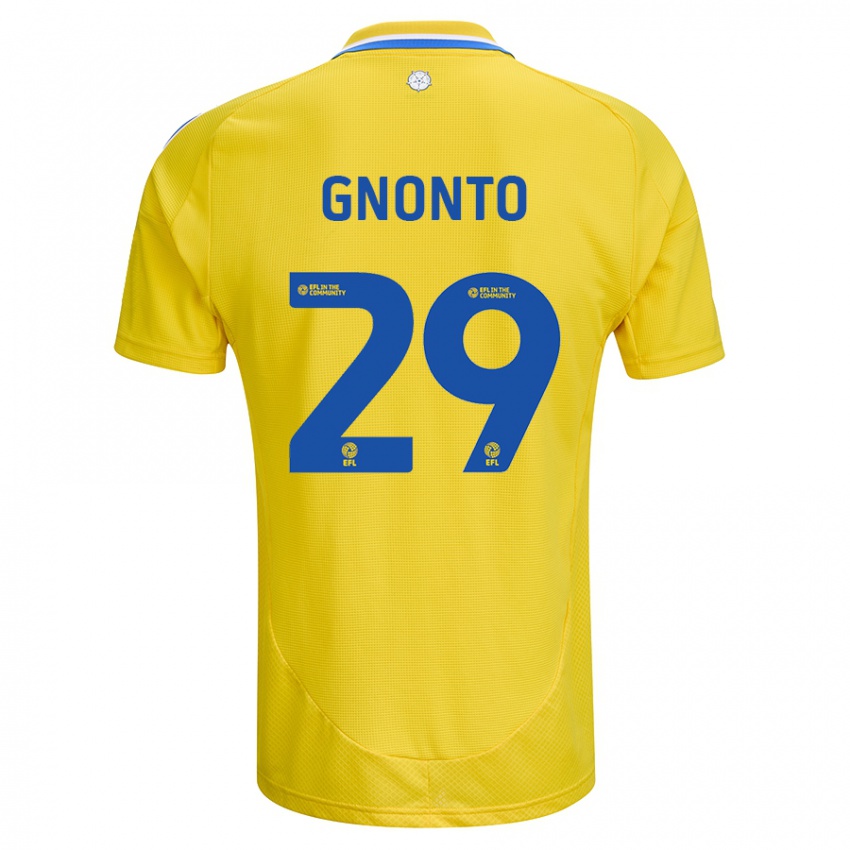 Kinder Wilfried Gnonto #29 Gelb Blau Auswärtstrikot Trikot 2024/25 T-Shirt Österreich