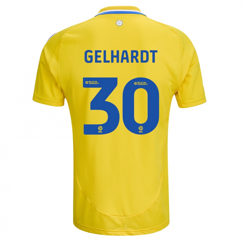 Kinder Joe Gelhardt #30 Gelb Blau Auswärtstrikot Trikot 2024/25 T-Shirt Österreich