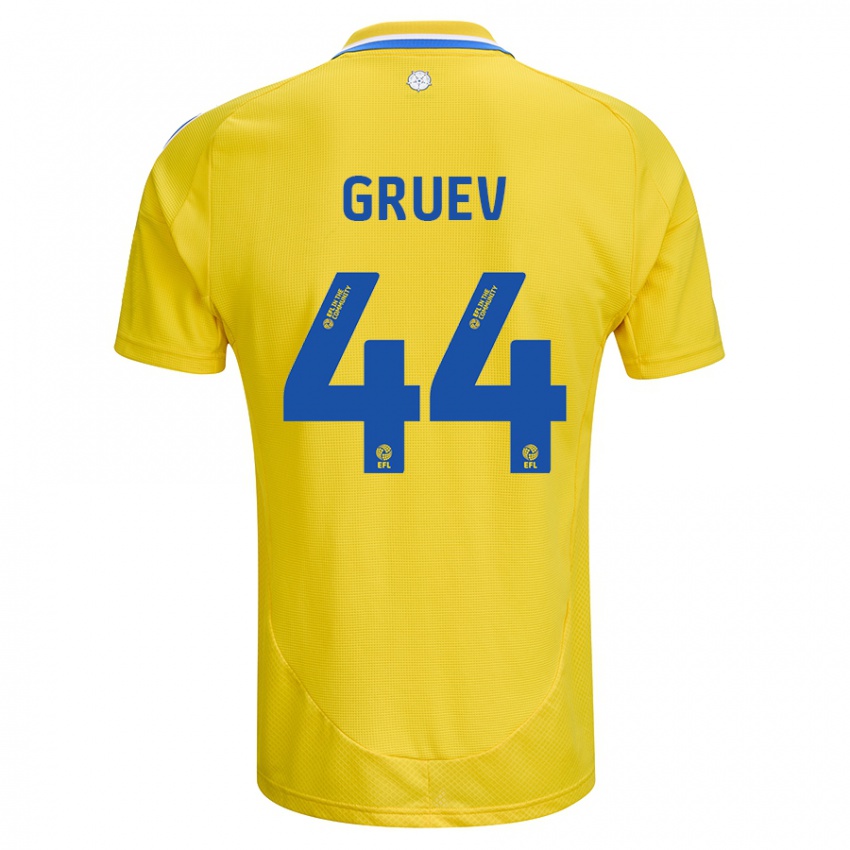 Kinder Ilia Gruev #44 Gelb Blau Auswärtstrikot Trikot 2024/25 T-Shirt Österreich