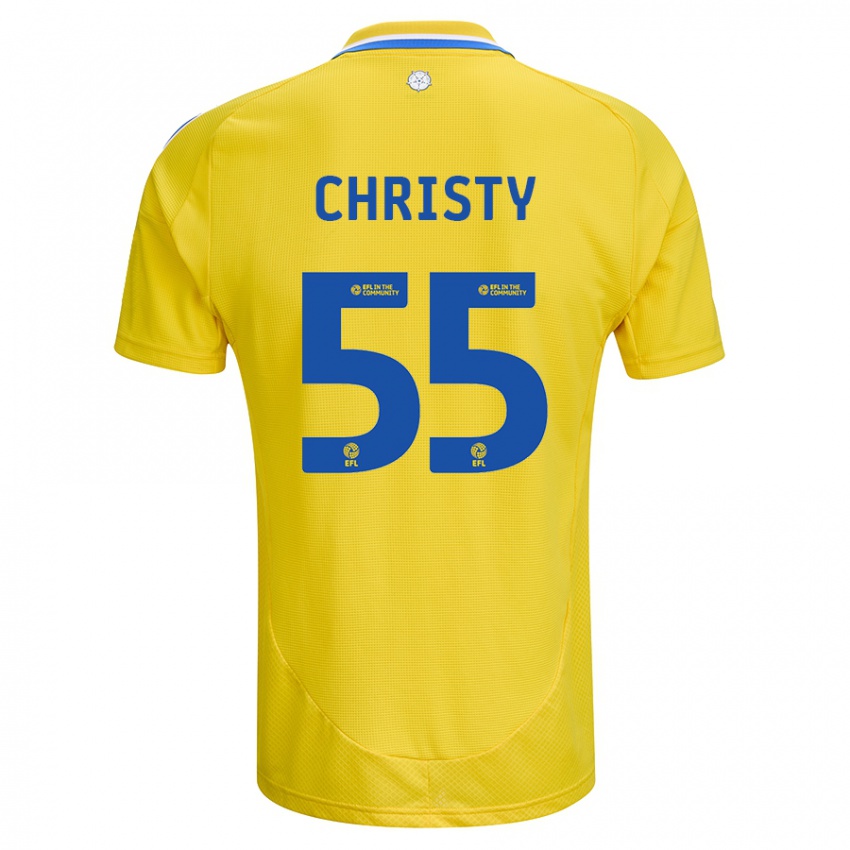 Kinder Harry Christy #55 Gelb Blau Auswärtstrikot Trikot 2024/25 T-Shirt Österreich