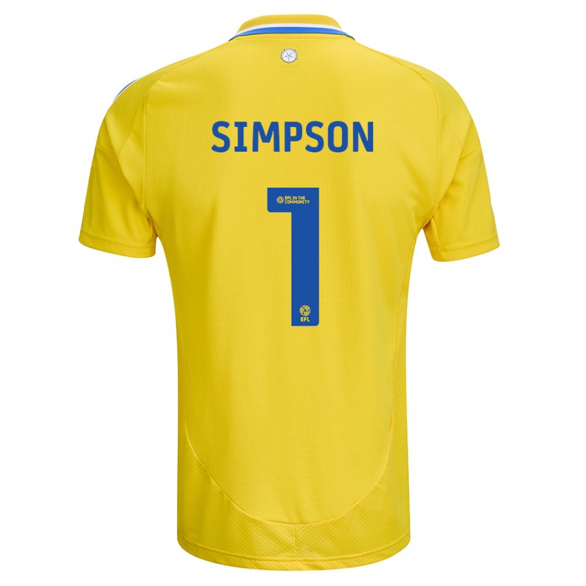 Kinder Carrie Simpson #1 Gelb Blau Auswärtstrikot Trikot 2024/25 T-Shirt Österreich