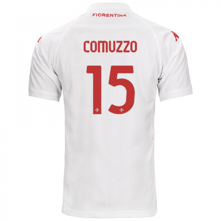 Kinder Pietro Comuzzo #15 Weiß Auswärtstrikot Trikot 2024/25 T-Shirt Österreich