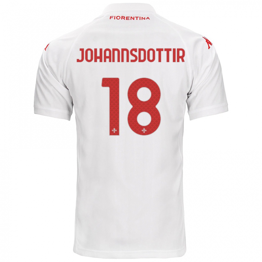 Kinder Alexandra Jóhannsdóttir #18 Weiß Auswärtstrikot Trikot 2024/25 T-Shirt Österreich