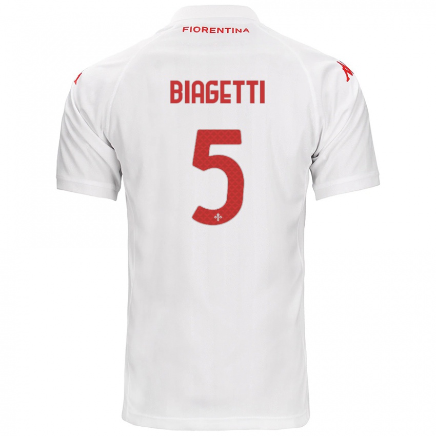 Kinder Christian Biagetti #5 Weiß Auswärtstrikot Trikot 2024/25 T-Shirt Österreich