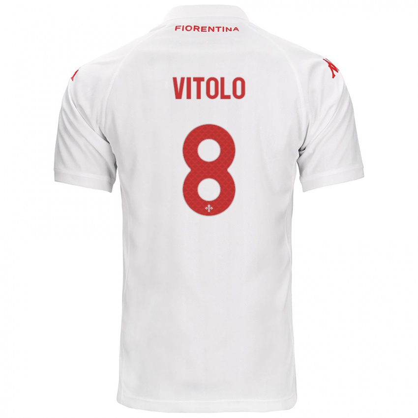 Kinder Federico Vitolo #8 Weiß Auswärtstrikot Trikot 2024/25 T-Shirt Österreich