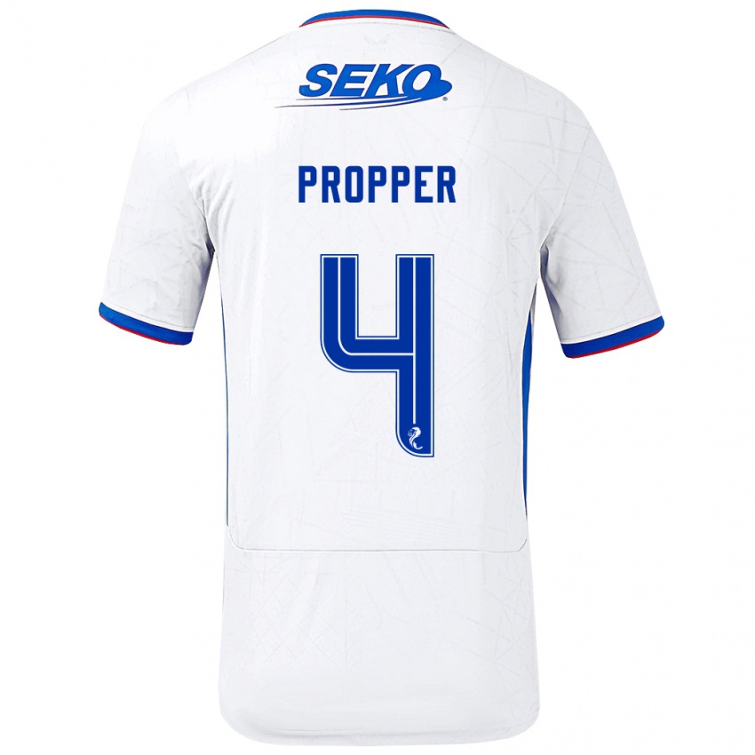 Kinder Robin Pröpper #4 Weiß Blau Auswärtstrikot Trikot 2024/25 T-Shirt Österreich