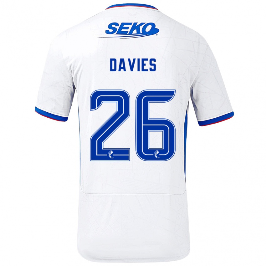 Kinder Ben Davies #26 Weiß Blau Auswärtstrikot Trikot 2024/25 T-Shirt Österreich