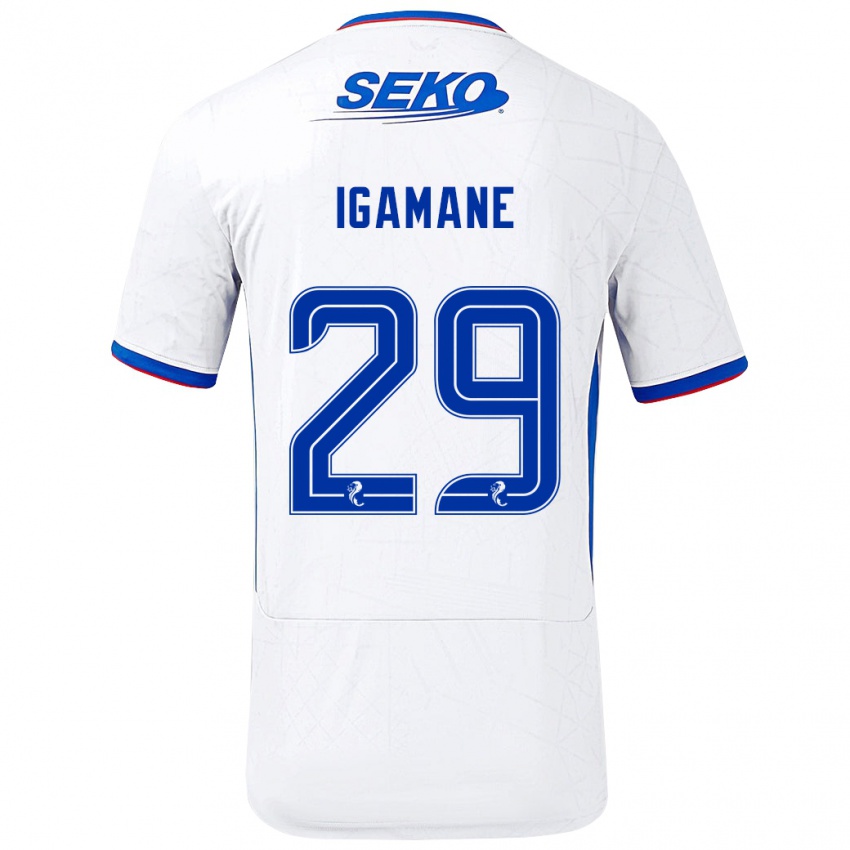 Kinder Hamza Igamane #29 Weiß Blau Auswärtstrikot Trikot 2024/25 T-Shirt Österreich