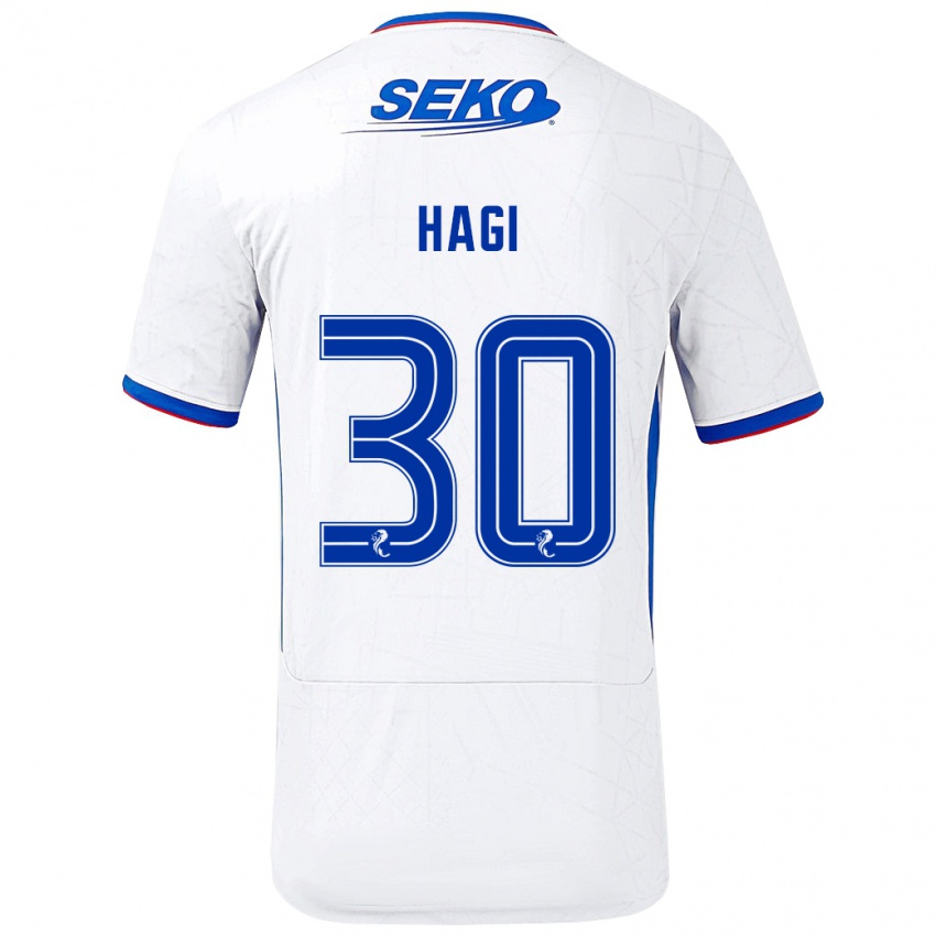 Kinder Ianis Hagi #30 Weiß Blau Auswärtstrikot Trikot 2024/25 T-Shirt Österreich