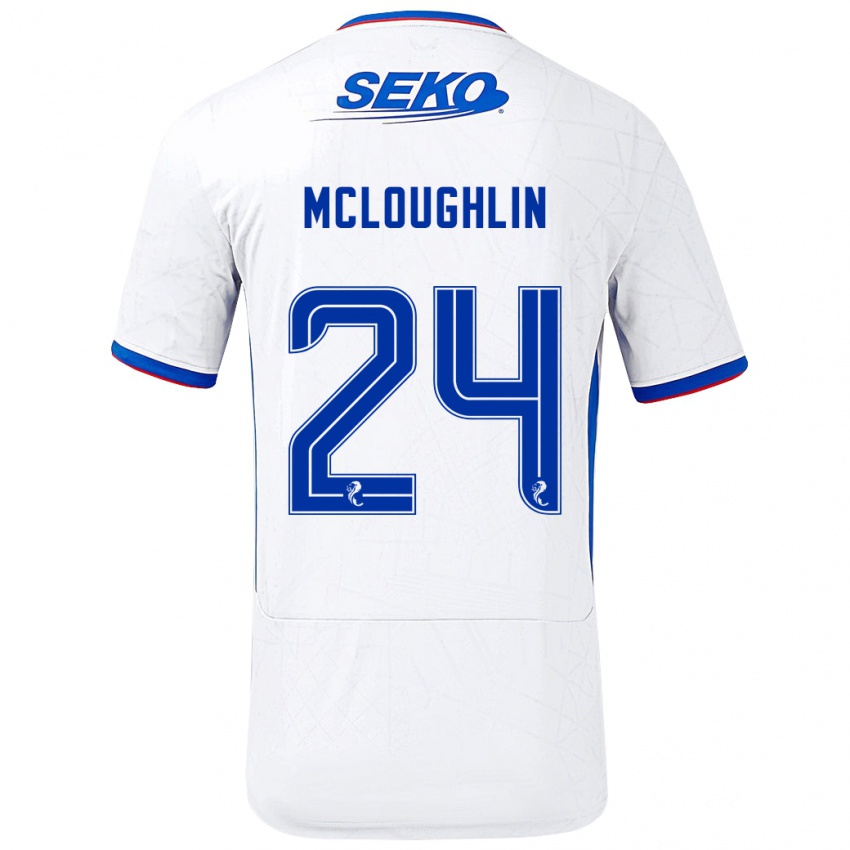 Kinder Olivia Mcloughlin #24 Weiß Blau Auswärtstrikot Trikot 2024/25 T-Shirt Österreich