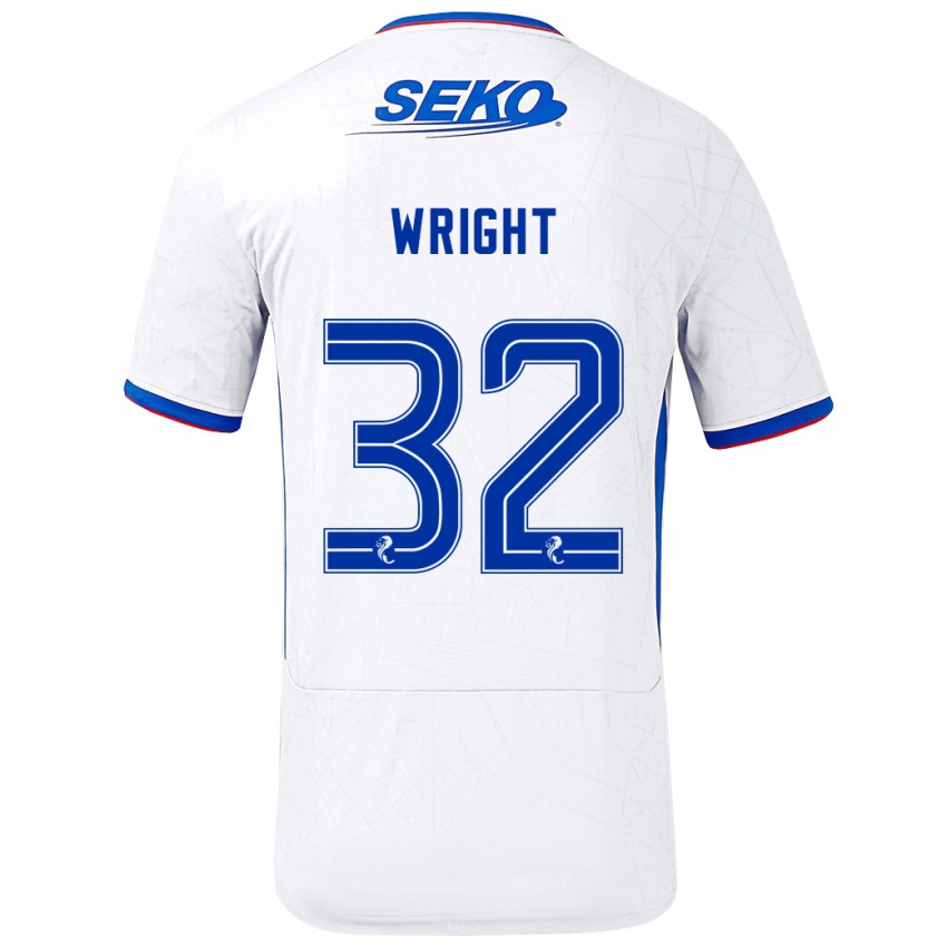 Kinder Kieran Wright #32 Weiß Blau Auswärtstrikot Trikot 2024/25 T-Shirt Österreich