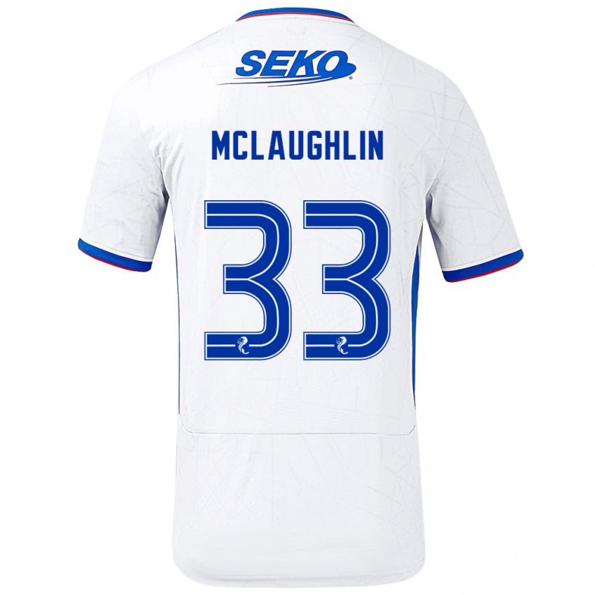 Kinder Jon Mclaughlin #33 Weiß Blau Auswärtstrikot Trikot 2024/25 T-Shirt Österreich