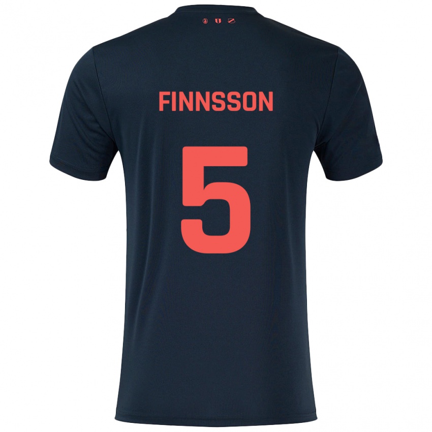 Kinder Kolbeinn Finnsson #5 Schwarz Rot Auswärtstrikot Trikot 2024/25 T-Shirt Österreich