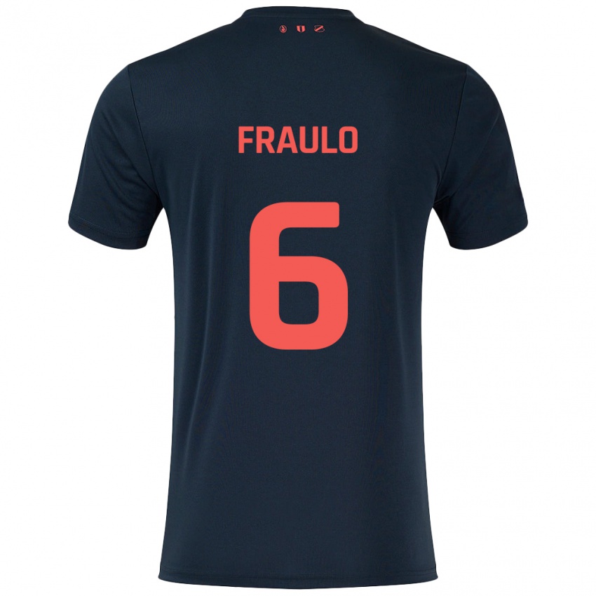 Kinder Oscar Fraulo #6 Schwarz Rot Auswärtstrikot Trikot 2024/25 T-Shirt Österreich