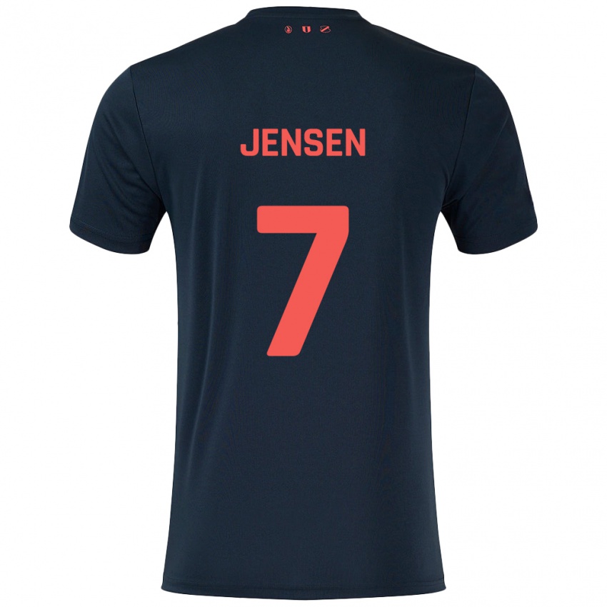 Kinder Victor Jensen #7 Schwarz Rot Auswärtstrikot Trikot 2024/25 T-Shirt Österreich