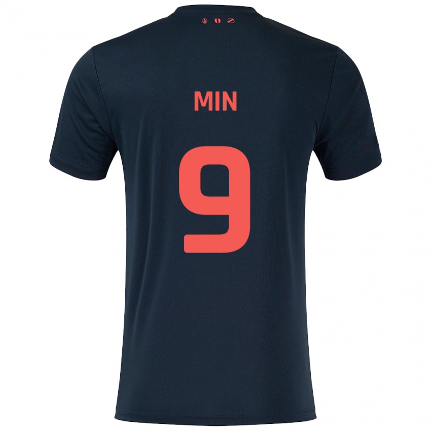 Kinder David Min #9 Schwarz Rot Auswärtstrikot Trikot 2024/25 T-Shirt Österreich