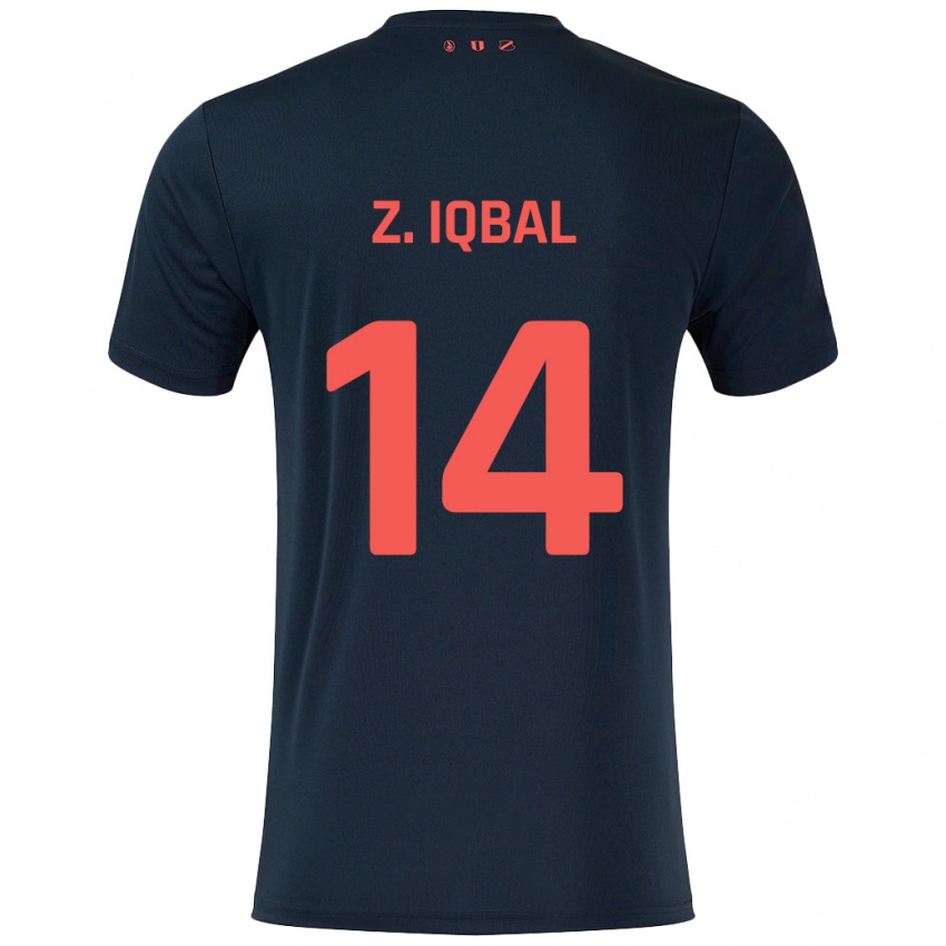 Kinder Zidane Iqbal #14 Schwarz Rot Auswärtstrikot Trikot 2024/25 T-Shirt Österreich