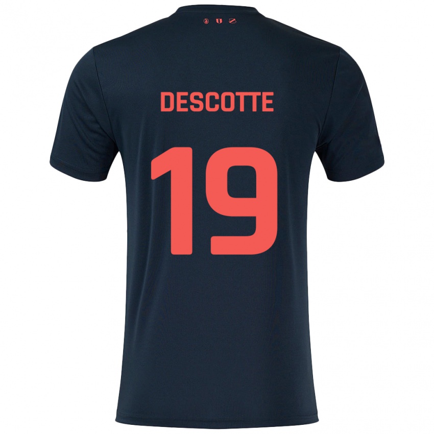 Kinder Anthony Descotte #19 Schwarz Rot Auswärtstrikot Trikot 2024/25 T-Shirt Österreich