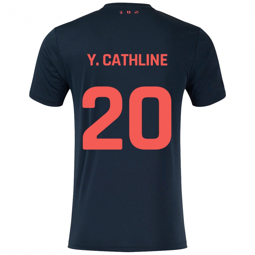 Kinder Yoann Cathline #20 Schwarz Rot Auswärtstrikot Trikot 2024/25 T-Shirt Österreich