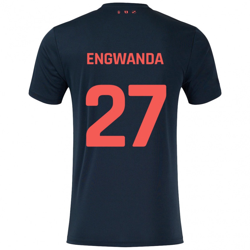 Kinder Alonzo Engwanda #27 Schwarz Rot Auswärtstrikot Trikot 2024/25 T-Shirt Österreich