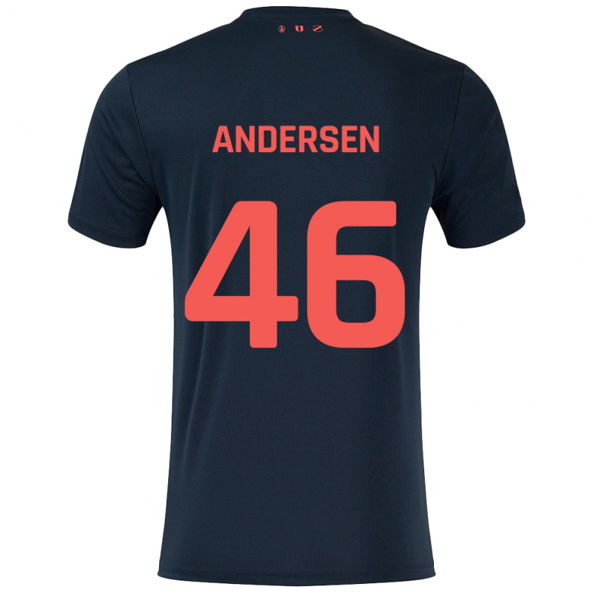 Kinder Silas Andersen #46 Schwarz Rot Auswärtstrikot Trikot 2024/25 T-Shirt Österreich