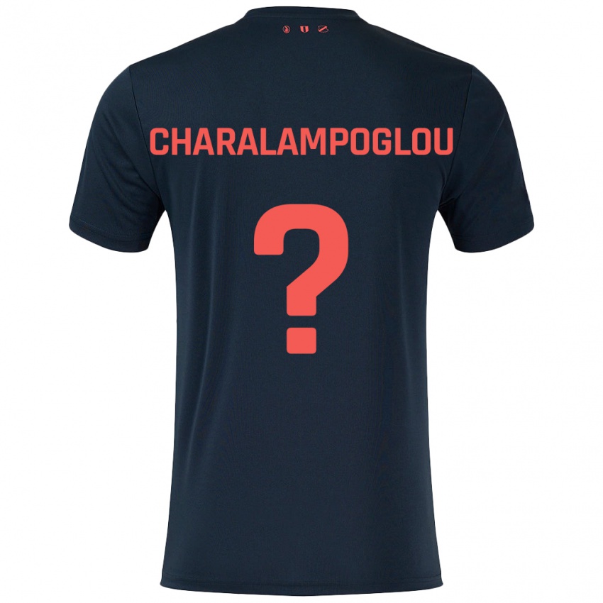 Kinder Georgios Charalampoglou #0 Schwarz Rot Auswärtstrikot Trikot 2024/25 T-Shirt Österreich