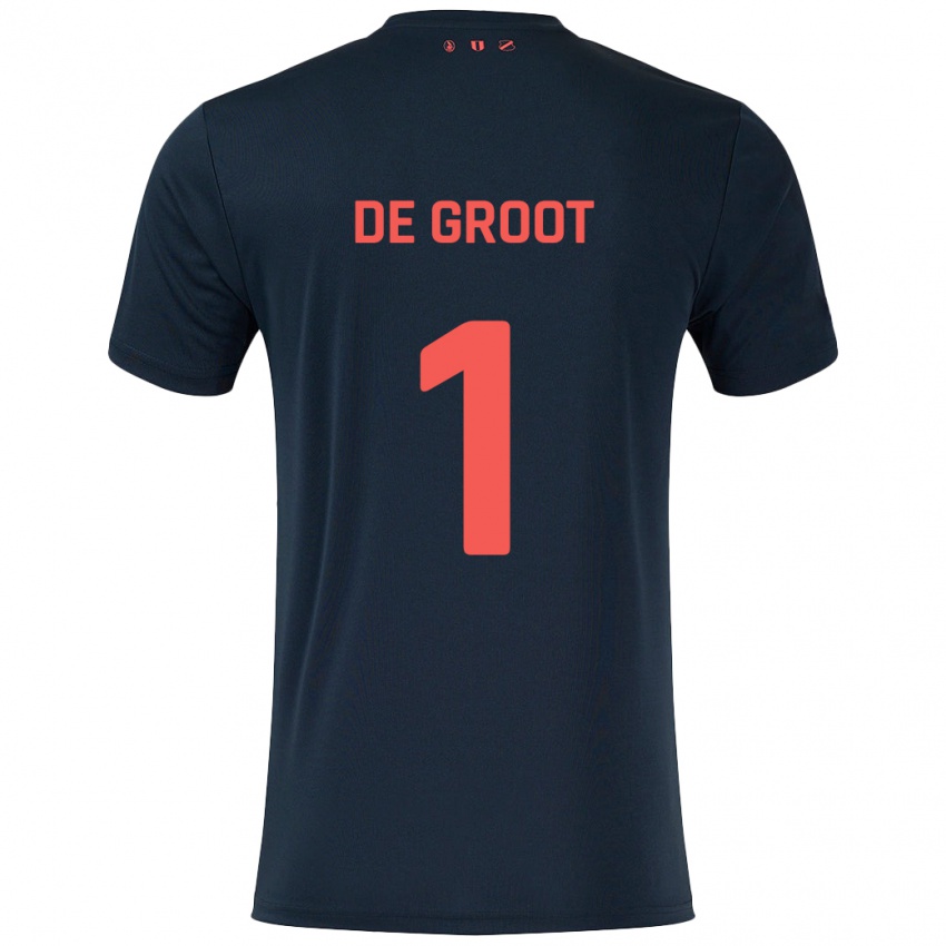 Kinder Jasmijn De Groot #1 Schwarz Rot Auswärtstrikot Trikot 2024/25 T-Shirt Österreich