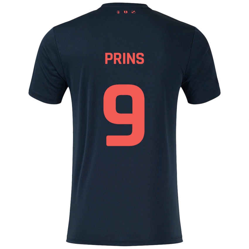 Kinder Femke Prins #9 Schwarz Rot Auswärtstrikot Trikot 2024/25 T-Shirt Österreich