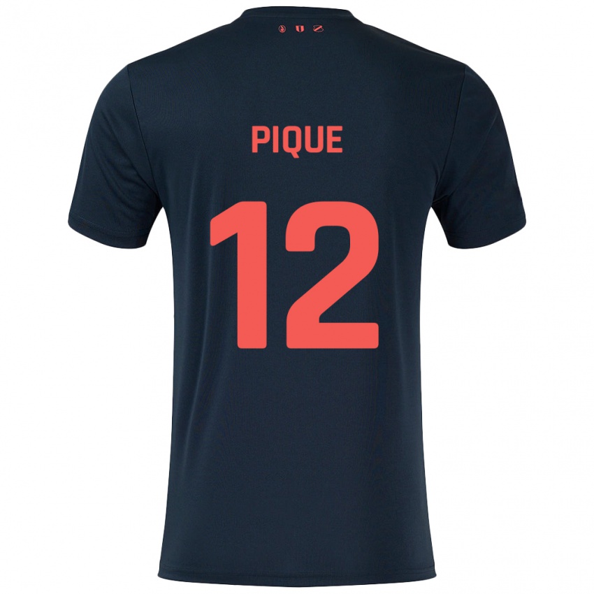 Kinder Naomi Piqué #12 Schwarz Rot Auswärtstrikot Trikot 2024/25 T-Shirt Österreich