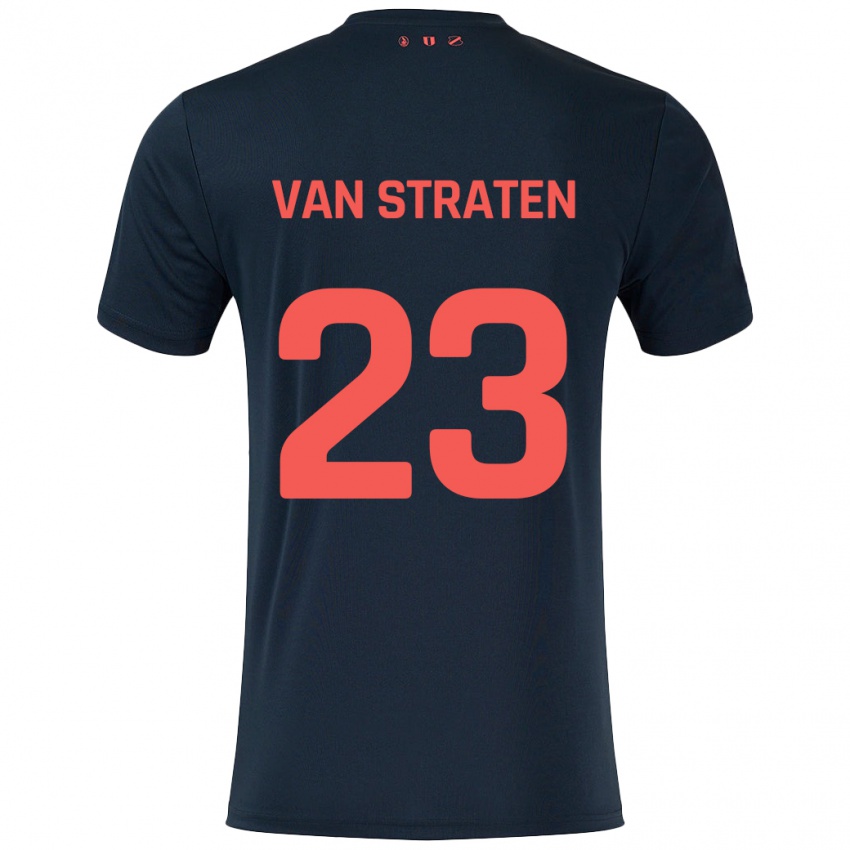 Kinder Dieke Van Straten #23 Schwarz Rot Auswärtstrikot Trikot 2024/25 T-Shirt Österreich