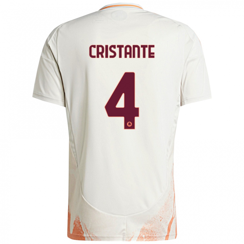 Kinder Bryan Cristante #4 Cremeweiß Orange Auswärtstrikot Trikot 2024/25 T-Shirt Österreich