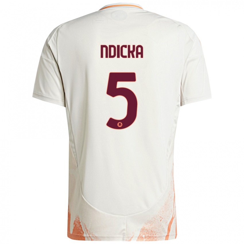 Kinder Evan Ndicka #5 Cremeweiß Orange Auswärtstrikot Trikot 2024/25 T-Shirt Österreich