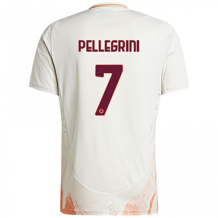 Kinder Lorenzo Pellegrini #7 Cremeweiß Orange Auswärtstrikot Trikot 2024/25 T-Shirt Österreich