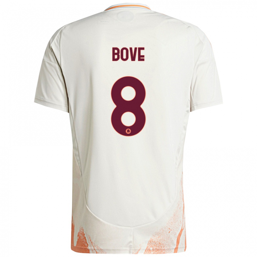 Kinder Edoardo Bove #8 Cremeweiß Orange Auswärtstrikot Trikot 2024/25 T-Shirt Österreich