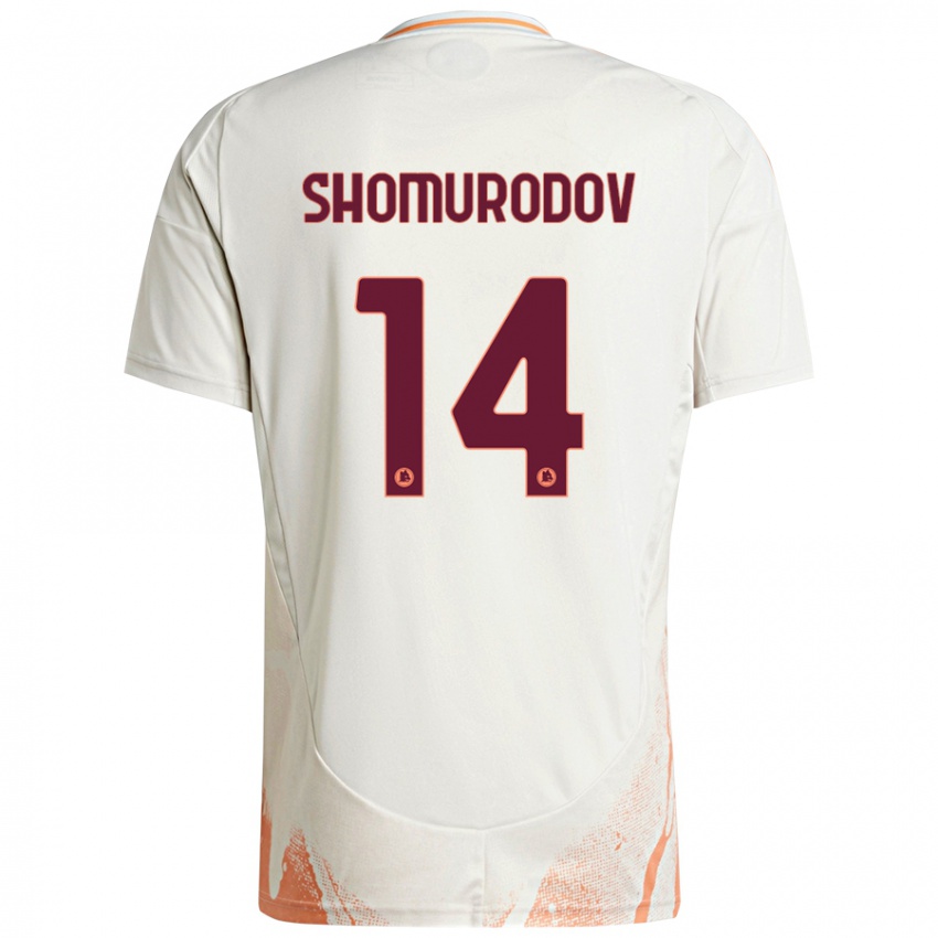 Kinder Eldor Shomurodov #14 Cremeweiß Orange Auswärtstrikot Trikot 2024/25 T-Shirt Österreich