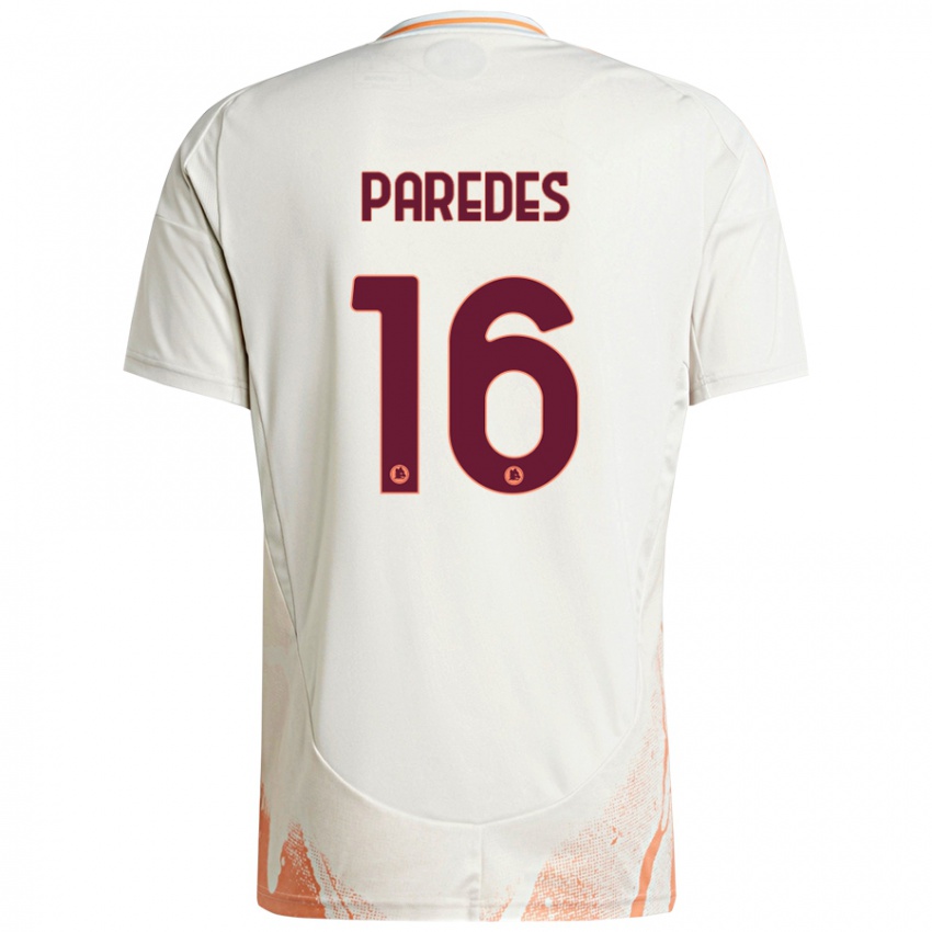 Kinder Leandro Paredes #16 Cremeweiß Orange Auswärtstrikot Trikot 2024/25 T-Shirt Österreich