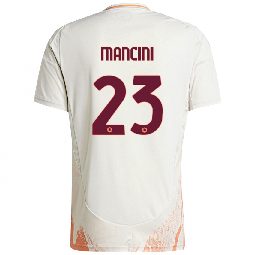 Kinder Gianluca Mancini #23 Cremeweiß Orange Auswärtstrikot Trikot 2024/25 T-Shirt Österreich