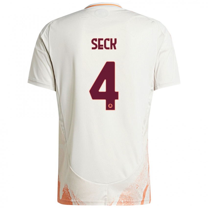 Kinder Mohamed Seck #4 Cremeweiß Orange Auswärtstrikot Trikot 2024/25 T-Shirt Österreich