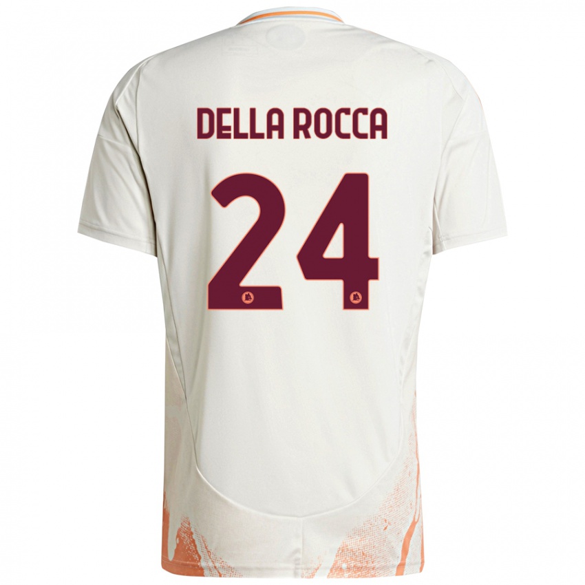 Kinder Mattia Della Rocca #24 Cremeweiß Orange Auswärtstrikot Trikot 2024/25 T-Shirt Österreich