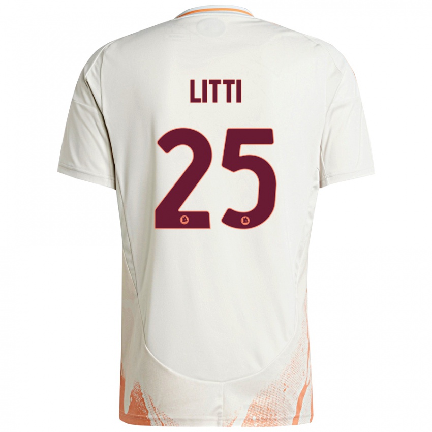 Kinder Marco Litti #25 Cremeweiß Orange Auswärtstrikot Trikot 2024/25 T-Shirt Österreich