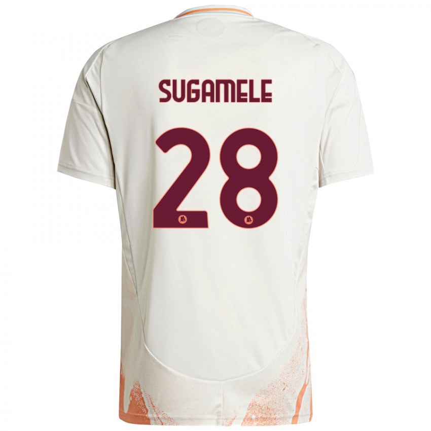 Kinder Alessandro Sugamele #28 Cremeweiß Orange Auswärtstrikot Trikot 2024/25 T-Shirt Österreich