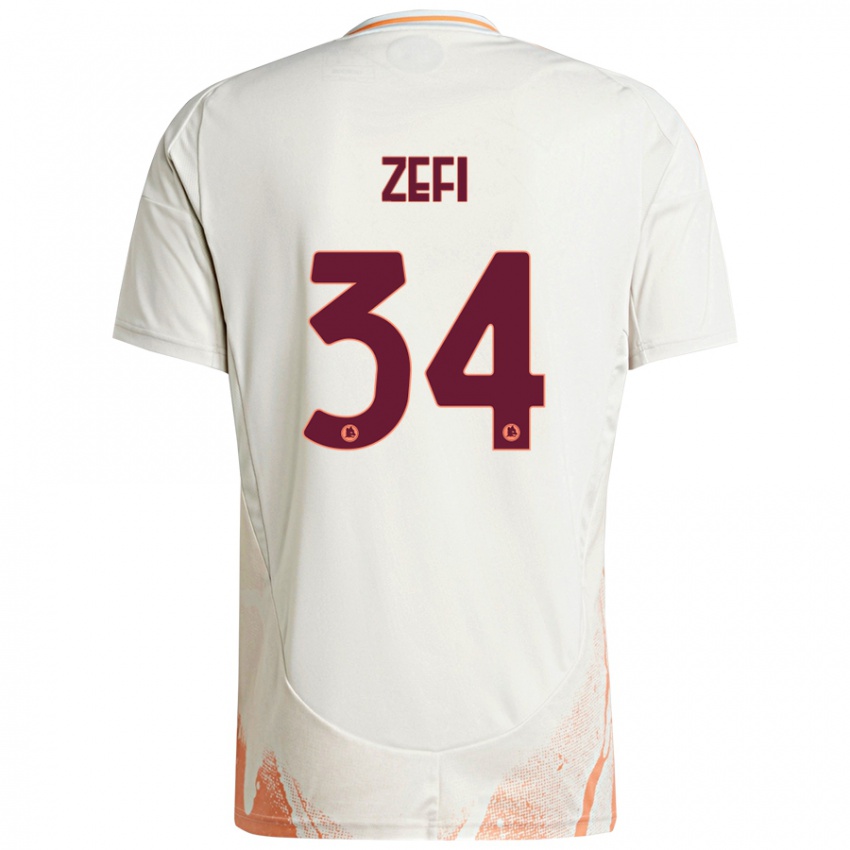 Kinder Kevin Zefi #34 Cremeweiß Orange Auswärtstrikot Trikot 2024/25 T-Shirt Österreich