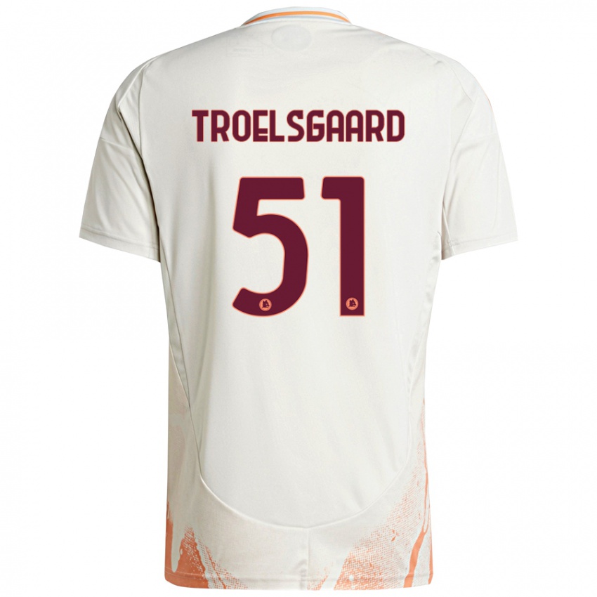 Kinder Sanne Troelsgaard #51 Cremeweiß Orange Auswärtstrikot Trikot 2024/25 T-Shirt Österreich