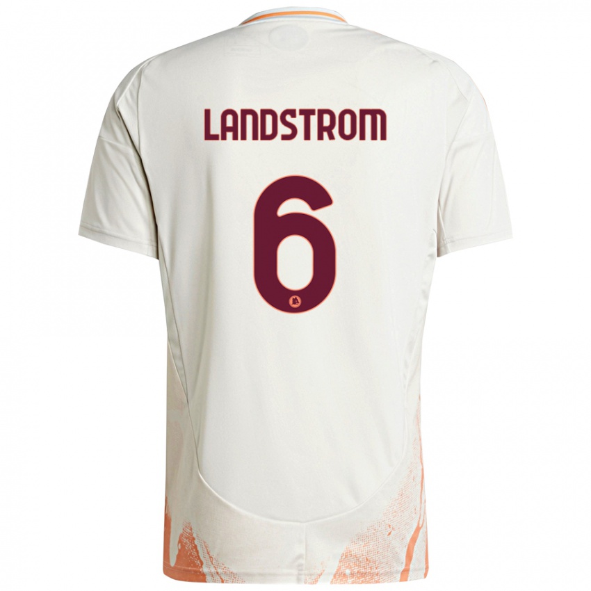 Kinder Elin Landstrom #6 Cremeweiß Orange Auswärtstrikot Trikot 2024/25 T-Shirt Österreich