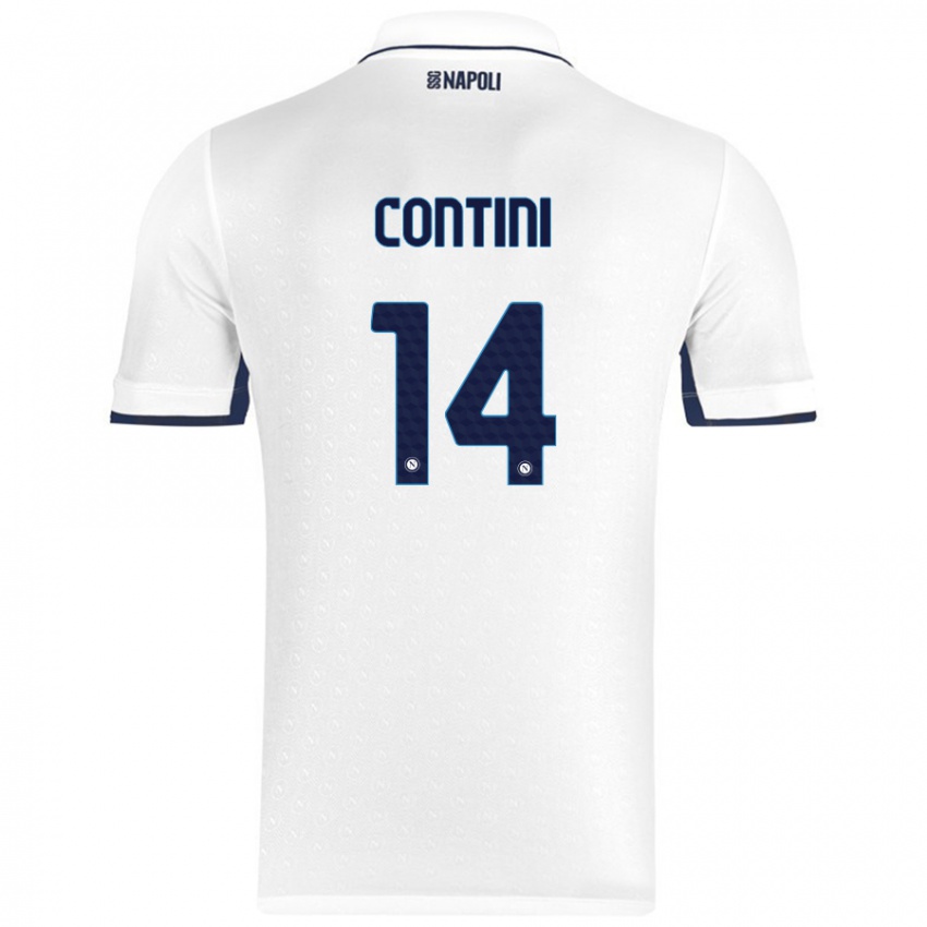 Kinder Nikita Contini #14 Weiß Königsblau Auswärtstrikot Trikot 2024/25 T-Shirt Österreich