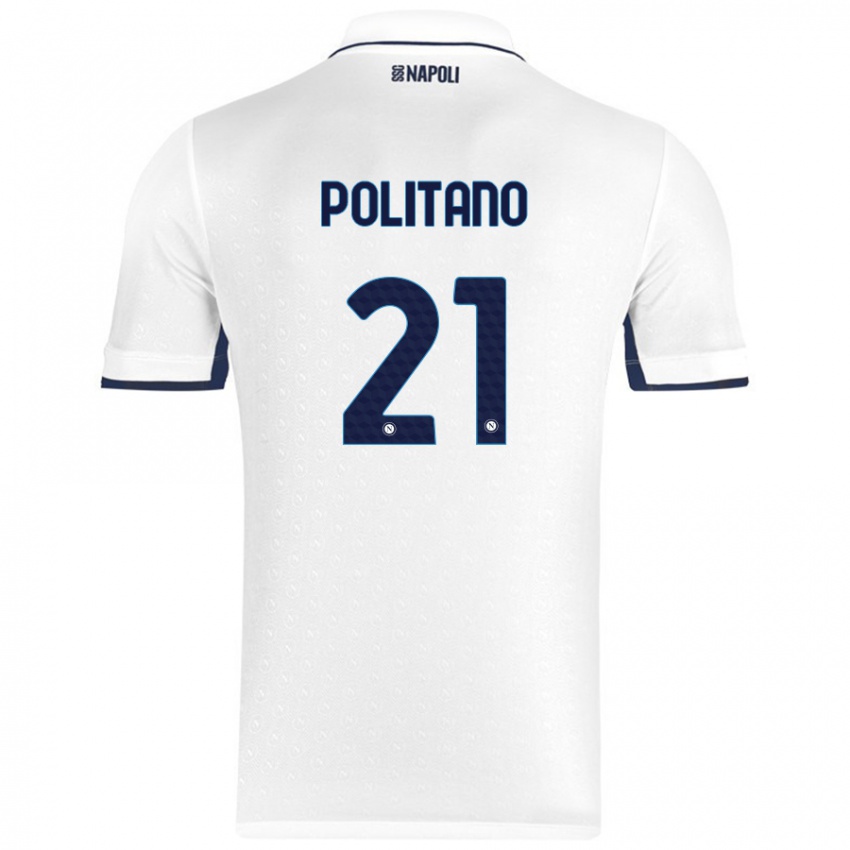 Kinder Matteo Politano #21 Weiß Königsblau Auswärtstrikot Trikot 2024/25 T-Shirt Österreich