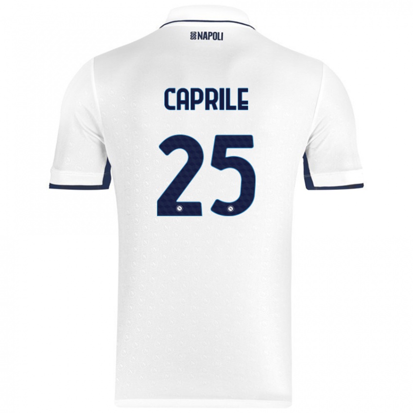 Kinder Elia Caprile #25 Weiß Königsblau Auswärtstrikot Trikot 2024/25 T-Shirt Österreich