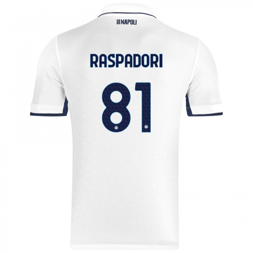 Kinder Giacomo Raspadori #81 Weiß Königsblau Auswärtstrikot Trikot 2024/25 T-Shirt Österreich