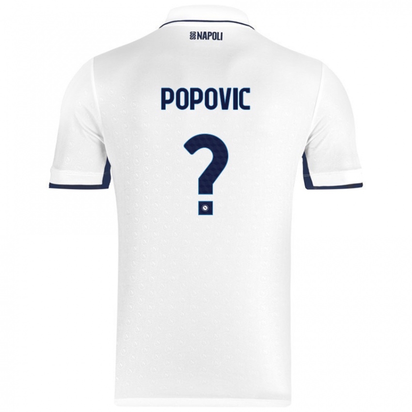 Kinder Matija Popovic #0 Weiß Königsblau Auswärtstrikot Trikot 2024/25 T-Shirt Österreich